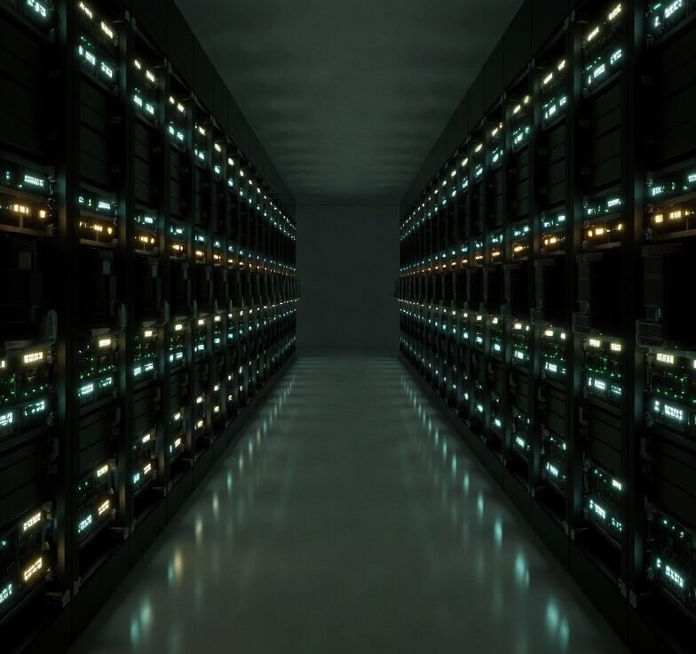 Secure data center and server infrastructure ensuring 24/7 support for GE InfoTech clients.